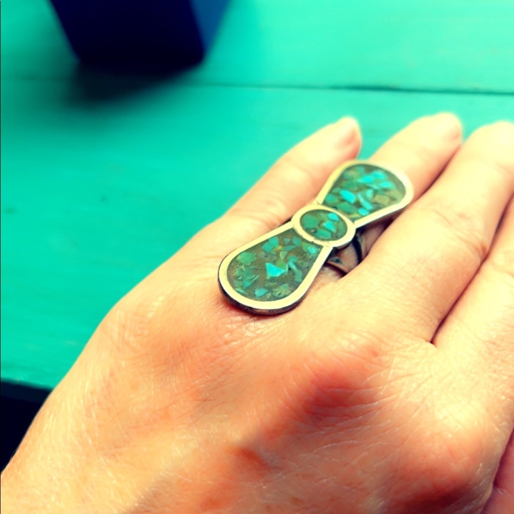 Gorgeous Sterling Silver Unique Ring Turqoise - image 4